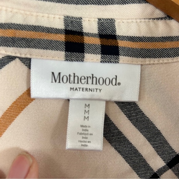 🦋 Motherhood Tan Orange Button Down Plaid Flannel 3/4 Sleeve T-Shirt Medium - Picture 4 of 8